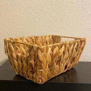 Brand New Rectangular Hand-Made Water Hyacinth Wicker Basket